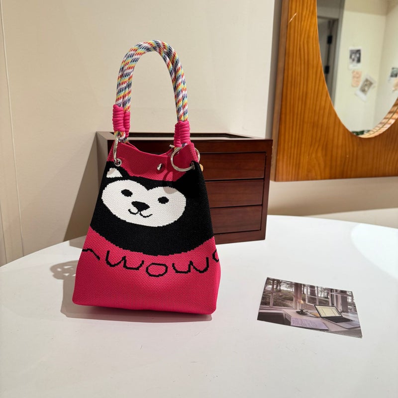 Knitted Handbag For Women With Magnetic Buckle, Red Tote Bag, Large Capacity, Versatile For Shopping And Walking, Women'S Handbag - Image 5